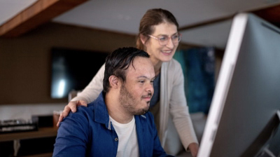 mom and son with disability